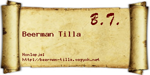 Beerman Tilla névjegykártya